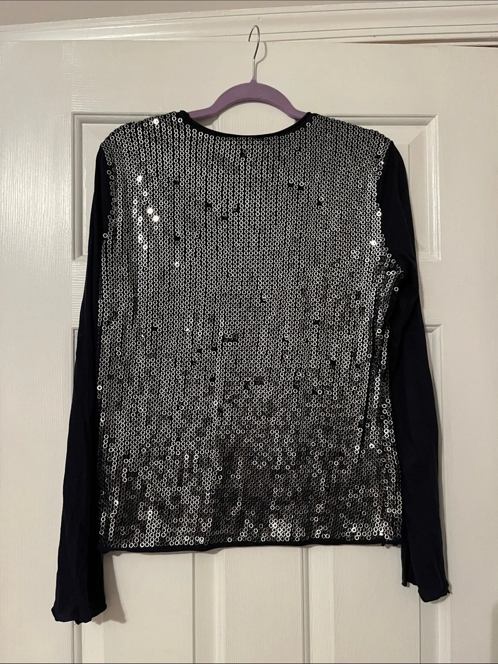 Tory Burch Navy Blue Top with Silver Sequins
